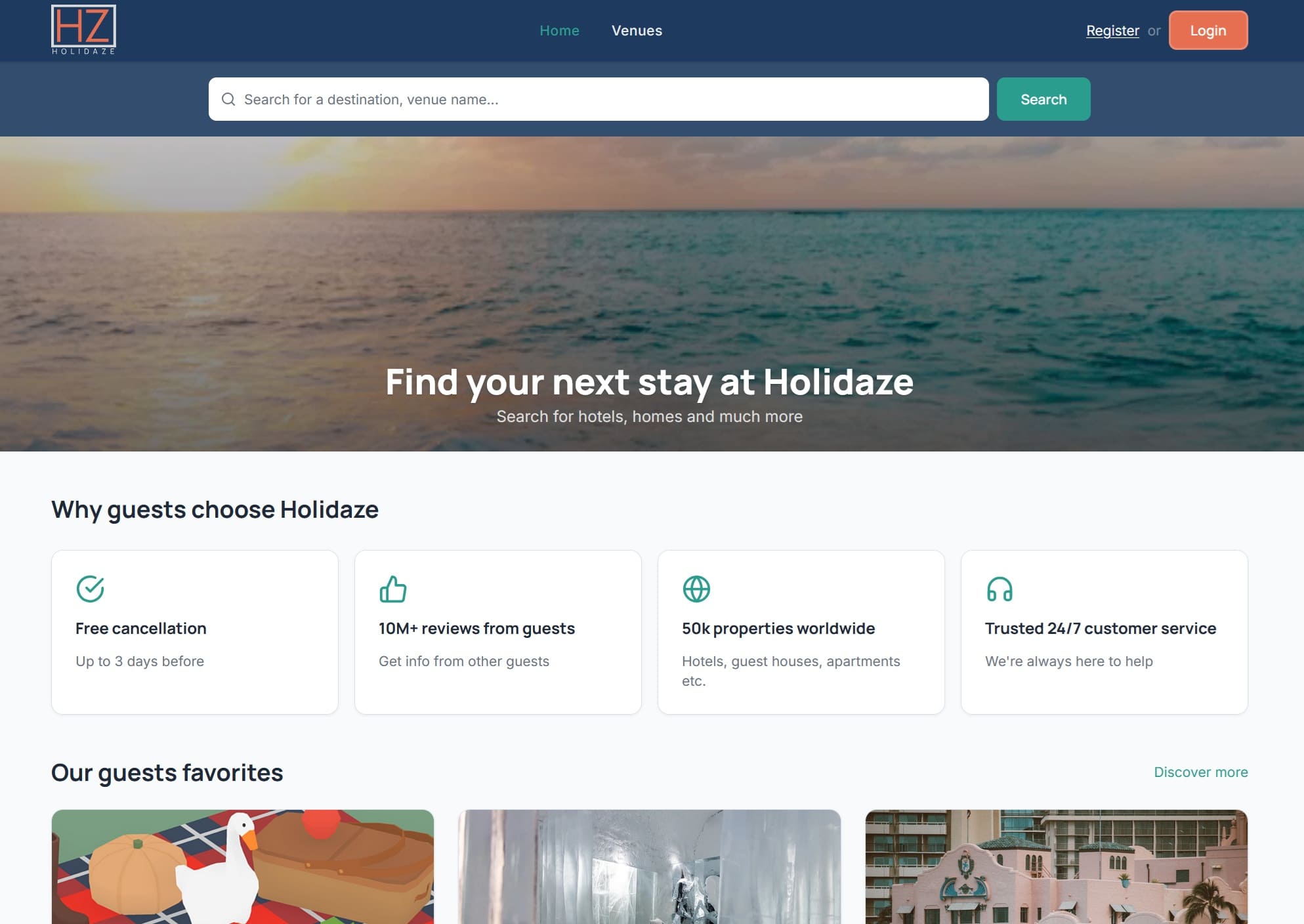 Screenshot of Holidaze Booking Platform