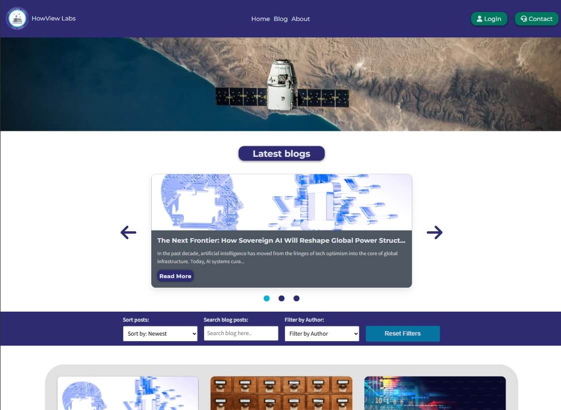 Screenshot of HowView Labs homepage
