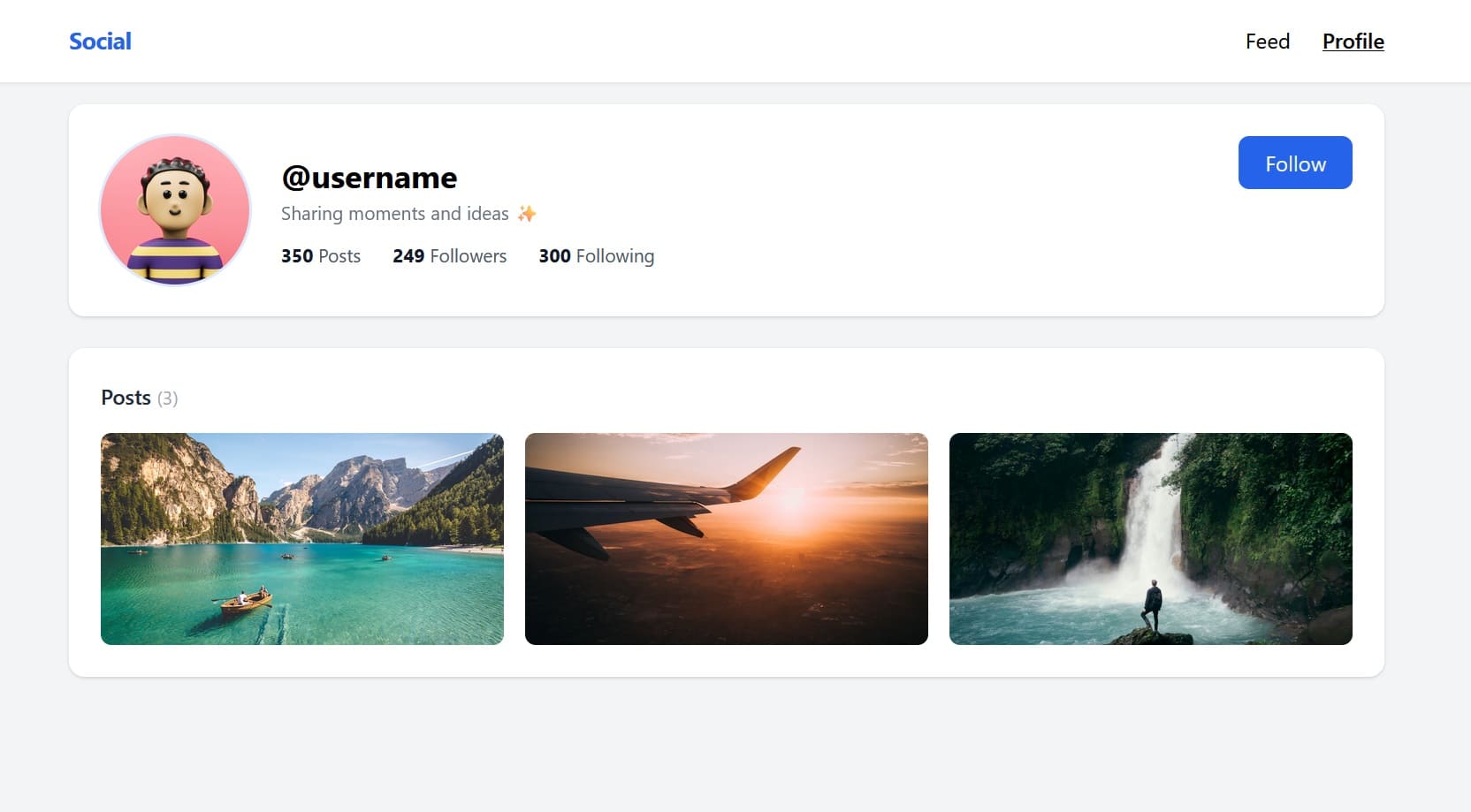 Screenshot of Social Media Platform homepage